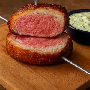 Foto da receita de Como Fazer Chorizo no Espeto com Maionese de Chimichurri: Receita de Churrasco Suculento