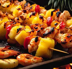 Foto de Espetinho de Camarão com Abacaxi e Pimenta