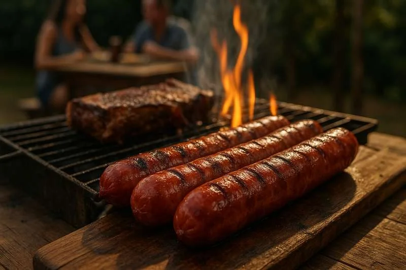 Foto da receita: Linguiça Calabresa Defumada na Churrasqueira