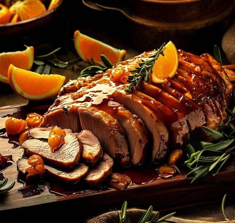 Foto da receita: Lombo de Porco com Molho de Laranja