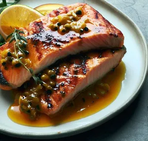 Foto de Salmão Grelhado com Molho de Maracujá